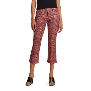 J Brand Selena Mid-Rise Snakeskin-Print Crop Bootcut Jeans